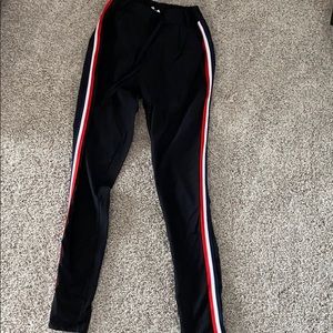 Black pants with stripe